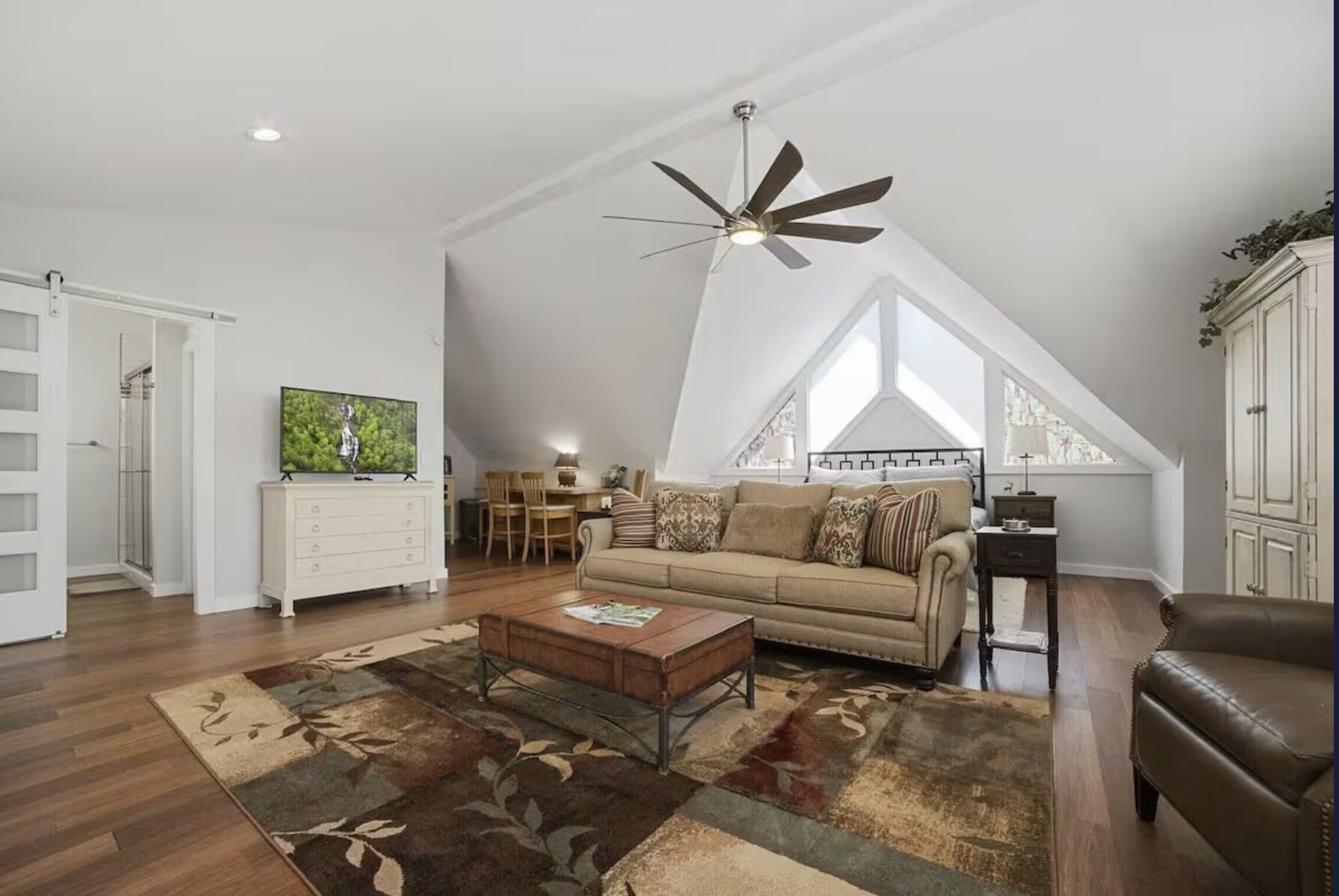 Carriage house living room with its own entrance