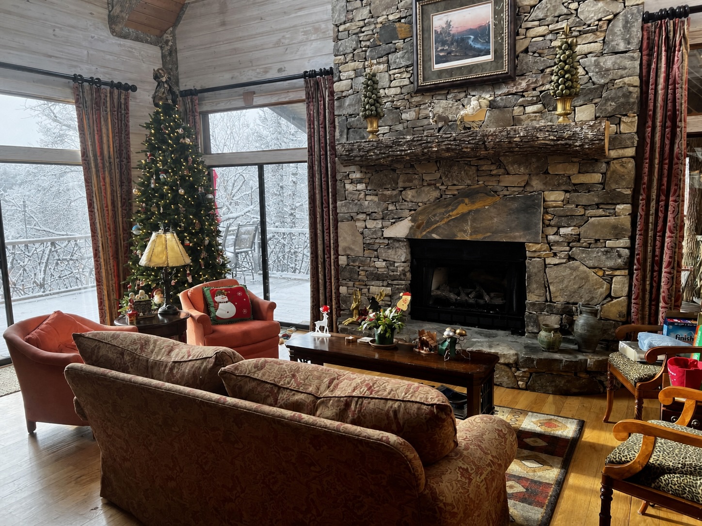 The house decorated for Christmas