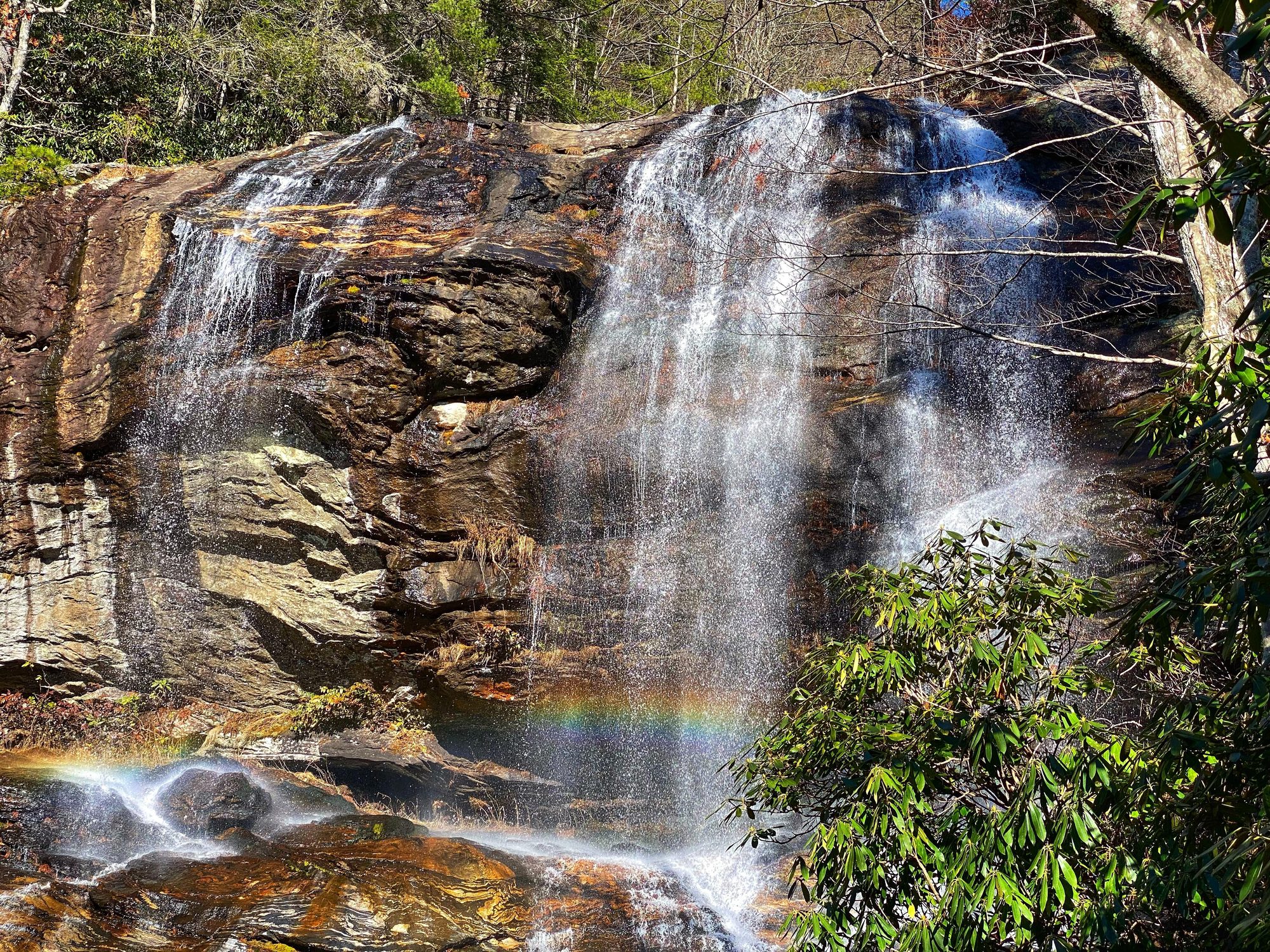 Glen Falls near Highlands, North Carolina, with a rainbow in the spray