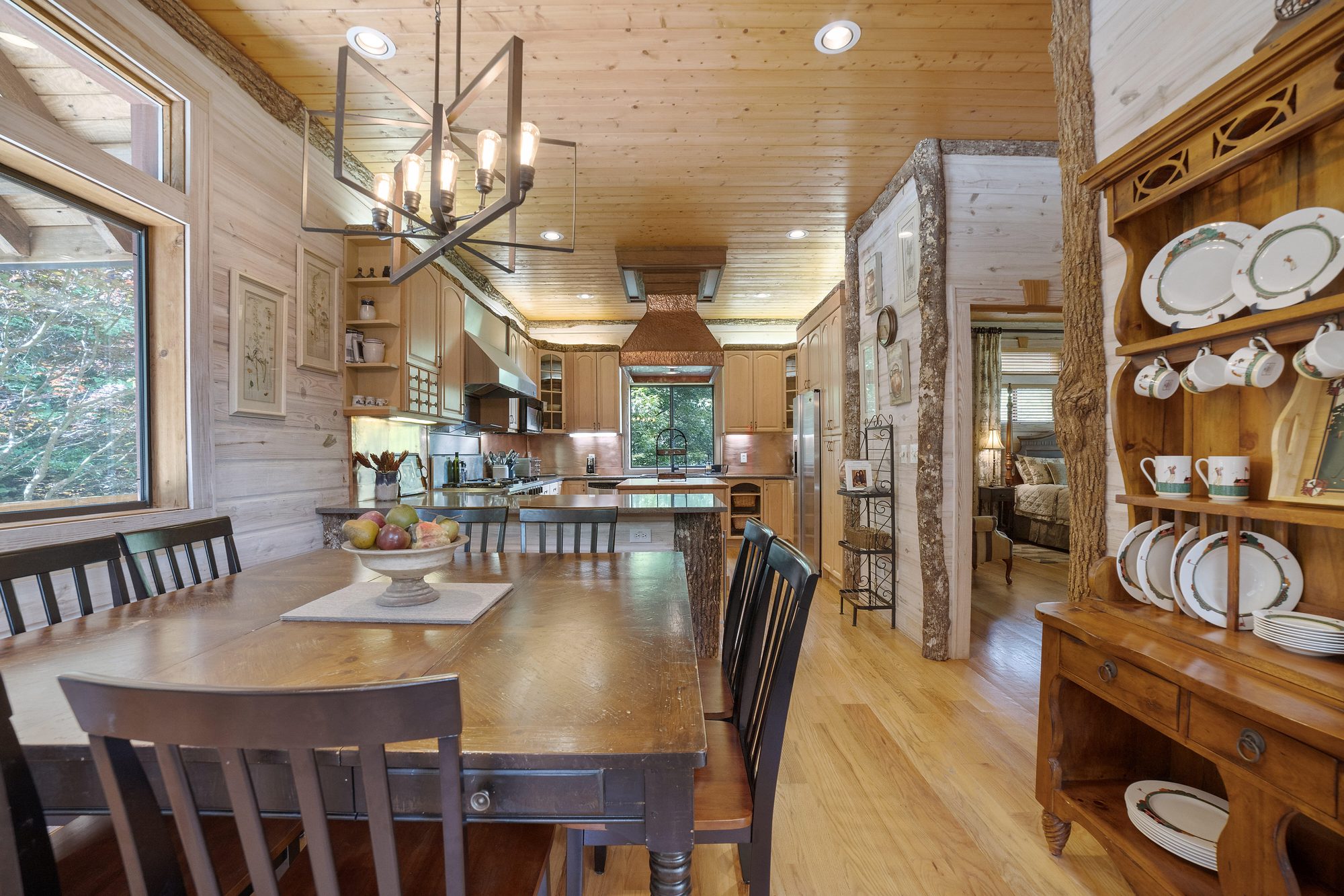 Dining room table set for a large family gathering